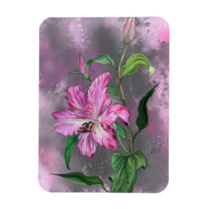 Paarse roze Lily Flower Painting Magnet Magneet