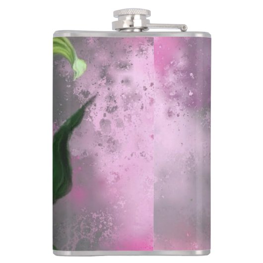 Paarse roze Lily Flowers Lilies schilderen Heupfles (Achterkant)