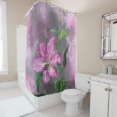 Paarse roze Lily Flowers Shower Curtain Lilies Douchegordijn (In situ)