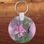 Paarse roze Lily Flowers Sleutelhanger Lilies schi (Voorkant)