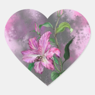 Paarse roze Lily Flowers Sticker schilderen