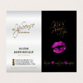 Paarse roze Lips en zwarte Instructies - Satin Visitekaartje (Buitenkant ongevouwen)