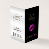 Paarse roze Lips en zwarte Instructies - Satin Visitekaartje (Buitenkant)