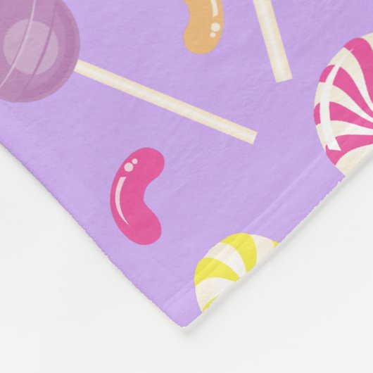 Paarse Roze Lollipop Snoep Pattern Fleece Deken (Hoek)