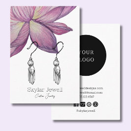 Paarse Roze Lotus Bloem Oorbel Display Visitekaartje