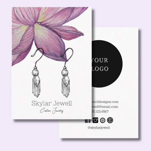 Paarse Roze Lotus Bloem Oorbel Display Visitekaartje