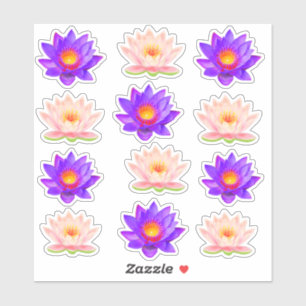 Paarse & Roze Lotus Bloemen Stickers