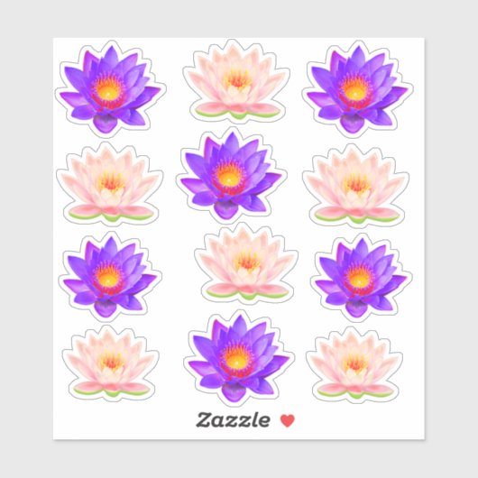 Paarse & Roze Lotus Bloemen Stickers (Vel)