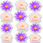 Paarse & Roze Lotus Bloemen Stickers (Voorkant)