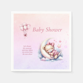 Paarse Roze Maan Dromerig Baby Beer Baby shower Servet