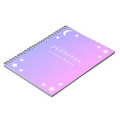 Paarse roze maan & stervormige laptop notitieboek (Linkerzijde)