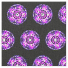 Paarse roze Mandala Design op zwarte achtergrond Stof