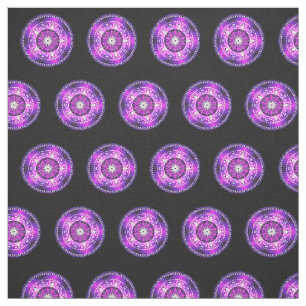 Paarse roze Mandala Design op zwarte achtergrond Stof