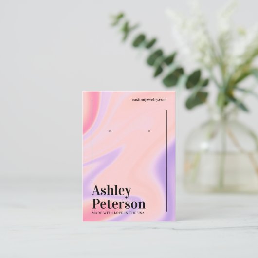 Paarse roze marmer regenboogscript oorscherm visitekaartje (Staand voorkant)