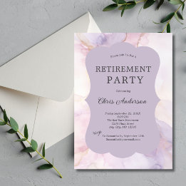 Paarse Roze Marmer Watercolor Pensioenfeest Kaart