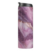 Paarse Roze Marmeren Glitter Flow Thermosbeker (Geroteerd rechts)