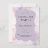 Paarse Roze Marmeren Waterverf Pensioenfeest Kaart (Voorkant)