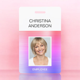 Paarse Roze Medewerker - Naam Foto Zakelijk Badge