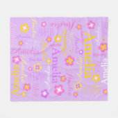 Paarse roze meisjes naam Amelia bloemendeken Fleece Deken (Voorkant (Horizontaal))