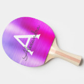 Paarse Roze Metallic Folie Monogram Naam Initiaal Tafeltennisbatje (Zijkant)