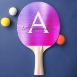 Paarse Roze Metallic Folie Monogram Naam Initiaal Tafeltennisbatje<br><div class="desc">Paarse en roze Ombre Faux Metallic Folie Elegant Monogram Ping Pong Paddle. Deze monogram Ping Pong Paddle kan worden aangepast om uw initiaal en voornaam op te nemen en maakt een geweldig meisjesverjaardags- of trouwvrijgezellenfeestgeschenk.</div>