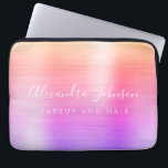 Paarse Roze Metallic Monogram Zakelijk Laptop Sleeve<br><div class="desc">Moderne Gouden Paarse en Roze Regenboog Pastel Ombre Girly Make Up en Hair Beauty Salon Faux Metallic Roestvrij Elegant Monogram Promotionele Laptoptas of Sleeve Promotionele (promo) reclame Hoesje. Dit stijlvolle professionele zakelijke computer hoesje kan worden aangepast aan uw monogrammed script handtekening naam en functie van de functie of functie op...</div>