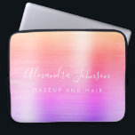 Paarse Roze Metallic Monogram Zakelijk Laptop Sleeve<br><div class="desc">Moderne Gouden Paarse en Roze Regenboog Pastel Ombre Girly Make Up en Hair Beauty Salon Faux Metallic Roestvrij Elegant Monogram Promotionele Laptoptas of Sleeve Promotionele (promo) reclame Hoesje. Dit stijlvolle professionele zakelijke computer hoesje kan worden aangepast aan uw monogrammed script handtekening naam en functie van de functie of functie op...</div>