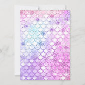 Paarse Roze Modern Glitter Zeemeermin Baby shower Kaart (Achterkant)