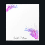 Paarse roze moderne Boho Pampas grass Foliage Notitieblok<br><div class="desc">Gepersonaliseerd briefpapier met elegant boho bouquet of dry pampas gras and branch with faux glitter effect.</div>