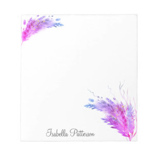Paarse roze moderne Boho Pampas grass Foliage Notitieblok