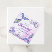 Paarse roze moderne glitter zeemeermin verjaardag bedankjes labels (In situ)