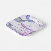 Paarse roze moderne glitter zeemeermin verjaardag papieren bordje (Gebogen)
