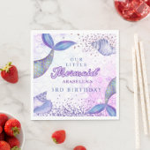 Paarse roze moderne glitter zeemeermin verjaardag servet (Insitu)