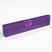 Paarse roze monogram beginletters naam naambordje