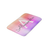 Paarse roze monogram geborsteld metaal badmat (Gekanteld)