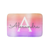 Paarse roze monogram geborsteld metaal badmat (Voorkant)