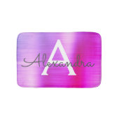 Paarse roze monogram geborsteld metaal badmat (Voorkant)