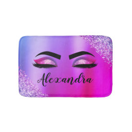 Paarse roze monogram Glitter Eyelashes Modern Badmat