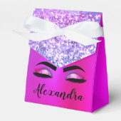 Paarse roze monogram Glitter Eyelashes Modern Bedankdoosjes (Voorkant Zijde)