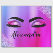 Paarse roze monogram Glitter Eyelashes Modern Cadeaupapier (Vlak)