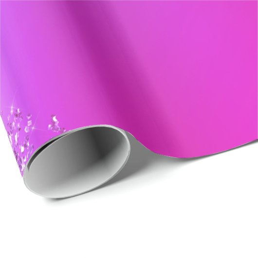 Paarse roze monogram Glitter Eyelashes Modern Cadeaupapier (Rol Hoek)