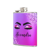 Paarse roze monogram Glitter Eyelashes Modern Heupfles (Links)