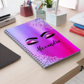 Paarse roze monogram Glitter Eyelashes Modern Notitieboek
