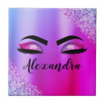 Paarse roze monogram Glitter Eyelashes Modern Tegeltje<br><div class="desc">Paarse en Roze Faux Folie Metallic Sparkle Glitter Brushed Metal Monogram Naam en Initiaal Wimpers (Wimpers),  Wimper Extensions en Ogen Decoratieve Tegel. Het ontwerp maakt de perfecte lieve 16 jarige,  bruiloft,  vrijgezellenfeest,  jubileum,  baby shower of vrijgezellenfeest cadeau voor iemand die op zoek is naar een trendy coole stijl.</div>