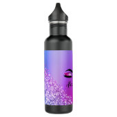 Paarse roze monogram Glitter Eyelashes Modern Waterfles (Links)