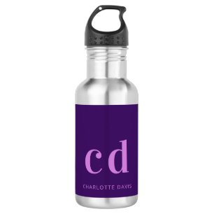 Paarse roze monogram initialen heten moderne waterfles