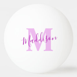 Paarse roze monogram naam initiaal pingpongbal