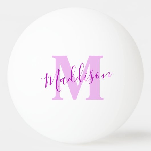 Paarse roze monogram naam initiaal pingpongbal (Voorkant)