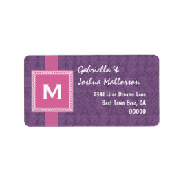 Paarse Roze Monogram Vierkant Lijst en Lint M510 Etiket