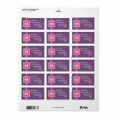 Paarse Roze Monogram Vierkant Lijst en Lint M510 Etiket (Full Sheet)
